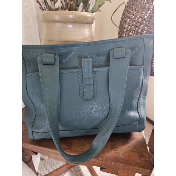 Serrv Green Leather Tote Bag - Picture 1 of 7